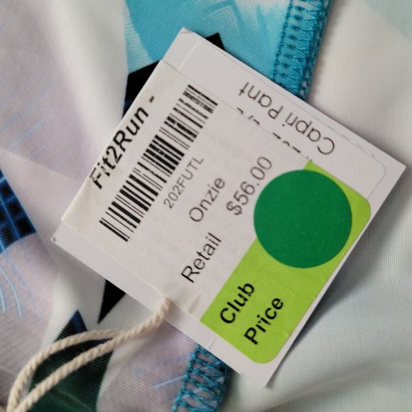 Onzie Hot Yoga Legging Capri Pants Size M/L Multicolor Blue Green Future NWT - Picture 3 of 5